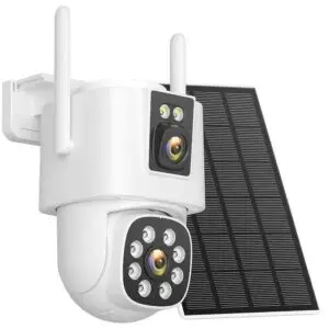 ​Cámara seguridad ip wifi exterior doble lente con panel solar ULTRA HD